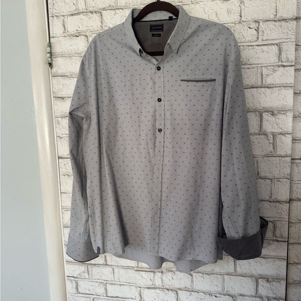 7 Diamonds Gray Casual Button Down Shirt